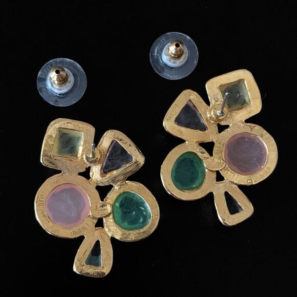 Vintage Joan Rivers Gripoix Style Lucite Post Stud Earrings - Picture 5 of 5